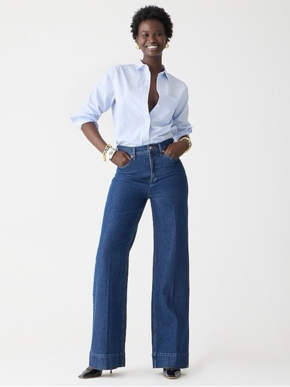 J Crew Denim wide leg trouser in Fiorellas wash